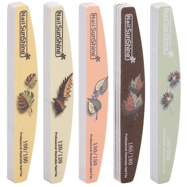 25 Pieces Nail Files and Buffers Mixed Grit, 100/120/150/180/240 Grits Reusable Emery Boards for Acrylic Files and Natural Nails