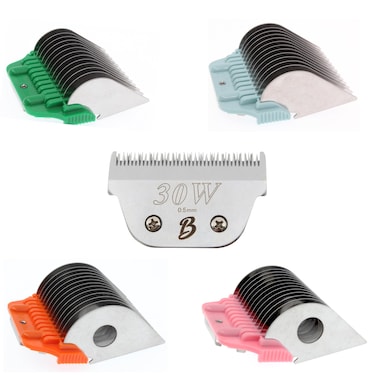 30 Wide Blade &amp; 22mm 25mm 32mm 38mm Wide Clipper Guard Attachment Set for A5 Series Clippers  Stainless Steel Blade for Professional Dog Groomers  Snap-On/Off Design Wide Guard Combs for Dog Grooming