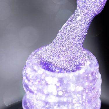 BURANO Reflective Glitter Gel Polish, 7.3ml Sparkly Shiny Disco Gel Polish Holographic Glitters Gel Polish, Nail Art Manicure Salon DIY Home UV Lamp Required (Purple) DG6