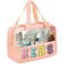 Chenille Letter Bag Clear Meds Bag Preppy Makeup Bag Medicine Bags for Travel Zipper Pouch with Handle Nylon &amp; PVC Waterproof Portable Cosmetic Bag Toiletry Organizer for Women Girls Pink
