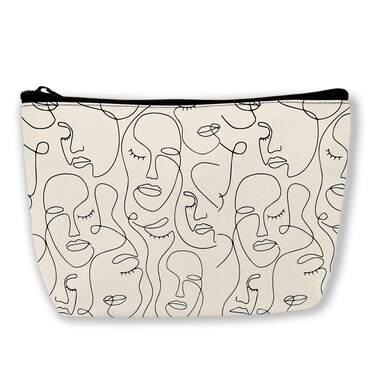 Women Faces Continuous Line Art Makeup Bag Abstract Minimalist Cosmetic Bag for Women Girls,Portable Makeup Bags Travel Toiletry Bag Organizer