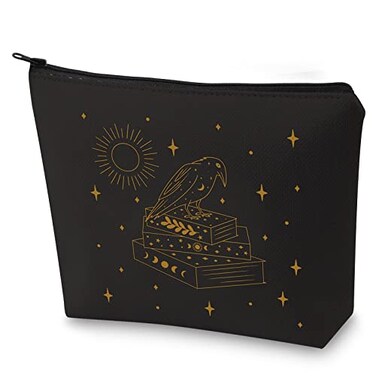 BWWKTOP Six Crows Cosmetic Makeup Bag Book Lover Gift Crows Zipper Pouch Bag For Bookworm Book Nerds (Crow book)