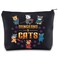 BWWKTOP Dungeons and Cats Cosmetic Makeup Bag Dungeon D20 Dice Gifts Dragon Master Zipper Pouch Bag RPG Gamer Gifts (Dungeo and Cat)