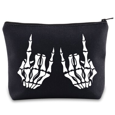 BWWKTOP Skeleton Rock Hands Cosmetic Makeup Bag Rock Skull Hands Gifts Skeleton Rock On Makeup Zipper Pouch Bag Skeleton Rock Merchandise (Skeleton Rock Hand)