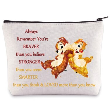 BWWKTOP Squirrel Cosmetic Makeup Bag Squirrel Gifts You Are Braver Stronger Smarter Than You Think Chip Makeup Zipper Pouch Bag Squirrel Merchandise (Always Chip &amp; D)