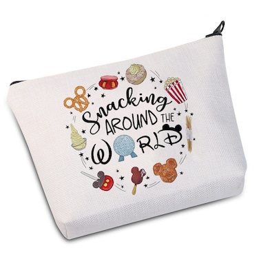 BWWKTOP Magic Kingdom Cosmetic Makeup Bag Vacation Trip Gift Snacking Around The World Makeup Zipper Pouch Bag Girls Trip Gifts (Snacking Around)