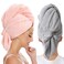 2 Pack Large Microfiber Hair Towel Wrap for Women, Anti Frizz Hair Drying Towels, Fast Dry Hair Turban - for Wet, Long, Thick, Curly Hair - Super Absorbent Soft Towels - Gray &amp; Pink