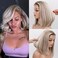 Highlight Ash Blonde Wig Human Hair Pre Plucked Breathable Balayage Ombre Brown Blonde Straight Short Bob Wigs 13x4 UHD Lace Front Wig Remy Real Human Hair for Woman 12Inch 180% Density