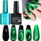 Green Cat Eye Nail Polish,2 PCS 12D Glitter Cats Eye Gel Polish Set Holographic Cateye Magnetic Nail Polish with Black Color Base Gel,Reflective Shimmer Nail Polish for Salon &amp; DIY at Home