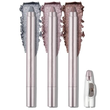 3Pcs Cream Eyeshadow Sticks Sets,Bronze Champagne Taupe Shimmer Matte Pencil Eyeshadow Applicator Stick,Cream Eye Shadow Brightener Stick,Eye Makeup Palette Long Lasting Naturing-Looking