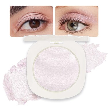 Single Glitter Shimmer Light Pink Eyeshadow,Bright High Pigment Intense Monochrome Eye Shadow,Buildable Sparkly Eye Glitter Shimmer Finish,24 Hour Eye Makeup Longwear Waterproof,Blendable