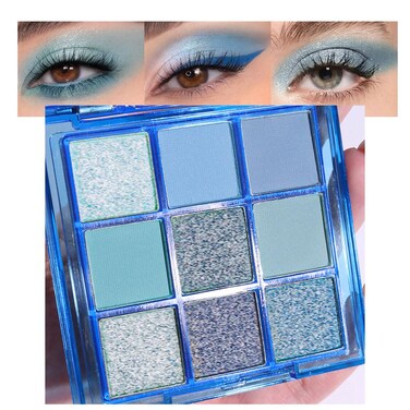 Sapphire Blue Smoky Eye Shadow Palette,Navy Royal Blue Green Goth High Pigment Natural Eyeshadow Palette,Waterproof,Blendable Long Lasting Naturing-Looking,Vegan &amp; Cruelty-Free