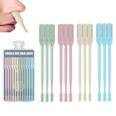 12Pcs Nose Hair Trimmer，2-in-1 Nasal Hair Cutter，Upgraded Manual 360&deg; Rotating Nostril Hair Removal Tool Double Sided Nose Hair Blade for Women Men Personal Cleaning