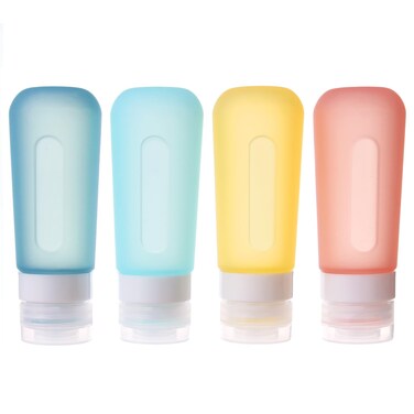 Travel Size Toiletries, Tsa Approved Translucent Travel Size Containers, 3oz BPA Free Leak Proof Squeezable Silicone Travel Bottles, Portable Travel Essentials for Shampoo Conditioner Lotion (Yellow)