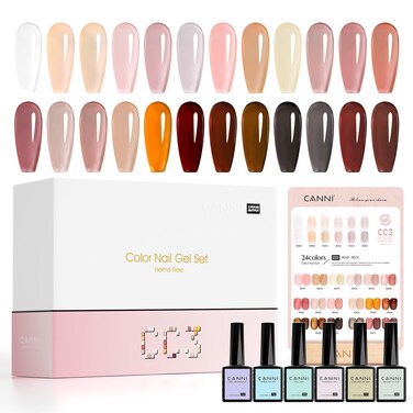 CANNI CC3 30Pcs 9ML Jelly Gel Nail Polish Set,Transparent Nude Brown Red Pink Milky White Gel Polish For French Kit Soak Off LED UV Nail Art Starter Manicure Salon DIY at Home