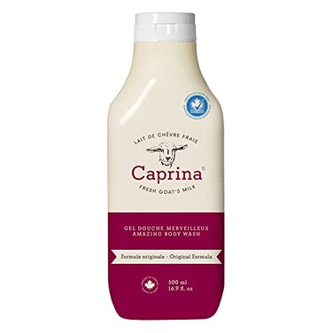 Caprina by Canus Amazing Body Wash With Fresh Canadian Goat Milk Gentle Soap Moisturizing Vitamin A, B2, B3 &amp; More, Original, 16.9 Fl Oz