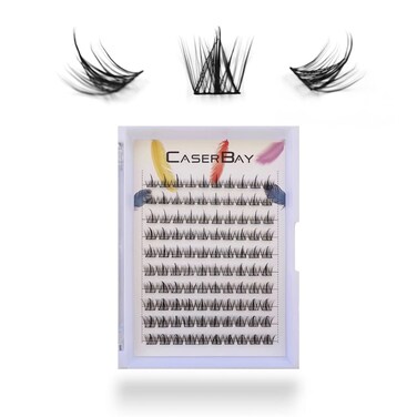CB 100 Pcs Large Mix Tray Cluster Lashes, Mega Trio Wispy Lashes, Thin Band Wide Cluster DIY Individual Eyelashes Extension Bunche, D Curl, 11-12-13mm Mix Tray, Style A