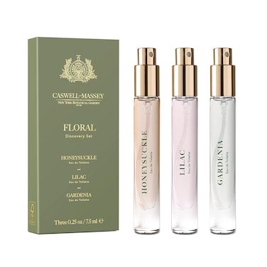 Caswell-Massey Floral Trio Discovery Set, Includes Gardenia, Lilac &amp; Honeysuckle, Discover the Beauty of Botanicals, Travel Size Perfume Set, Perfume for Women, 0.25 Fl Oz Each