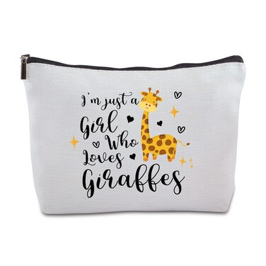 Giraffe Gifts for Women I'm Just a Who Loves Giraffes Zipper Travel Cosmetic Bag Animal Lover Gift Funny Giraffe Gifts for Giraffes Lovers Keeper