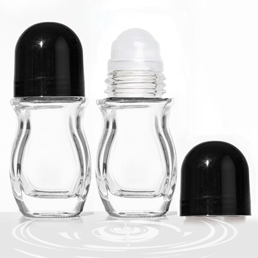 2 Pcs Glass Empty Roller Bottles, Deodorant Roll On Bottles Deodorant Containers,Roller ball deodorant container, Empty Roller Ball Bottles For Essential Oils Perfume Cosmetics(30ml) (2pcs Oval)