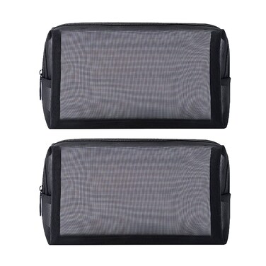 3 Pcs Mesh Makeup Bags See Through Cosmetic Bags Clear Toiletry Zipper Bag Large Capacity Pencil Pouches Portable Travel Makeup Pouch