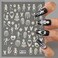2 Sheets 5D Embossed Halloween Nail Stickers Decals Skeleton Nail Art Stickers Self-Adhesive Skulls Nail Design Decals Scary White Skull Nail Decals for Women Girls DIY Sliders Nail Decoration
