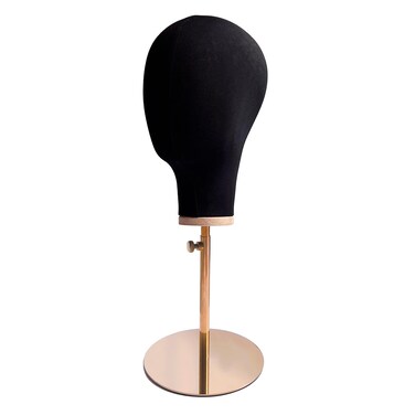 CHADWICK Unpinnable Wig Head Stand - 21 Inch Mannequin Head Wig Stand - Canvas Fabric Head Hat Rack with Metal Base - Adjustable Height