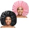 Extra Large Shower Cap 2 PCS Waterproof Shower Caps for Women, Super Jumbo Shower Cap, Reusable Super Large Bath Caps Hair Cap for Long Thick Curly Hair, Locs, Twist Braids - Black + Pink
