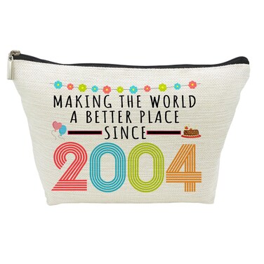 21st Birthday Gifts for Women, Funny 21 Year Old Gift Makeup Bag, 2004 21st Birthday Makeup Bags for Her, Mom, Aunt, Wife, Sister, Coworker, Friend, Making The World a Better Place Since 2004