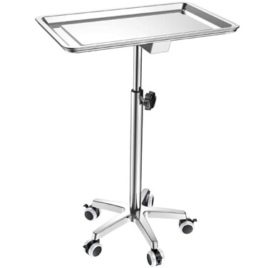 ChoJiah Extra Large Mayo Stand Rolling Salon Tray on Wheels Hairstylist Tray Heavy Duty Tattoo Tray, Ideal Use for for Hair Salon Dental Hairstylist Cart