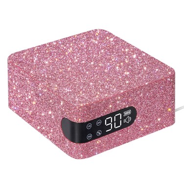 UV LED 96W Nail Lamp, Professional Nail Dryer Sparkly Gel Polish Light with 4 Timer Setting, Plug-in Quick Dry Curing Lamp with Display Auto Sensor for Salon &amp; Home, Pink Rhinestone