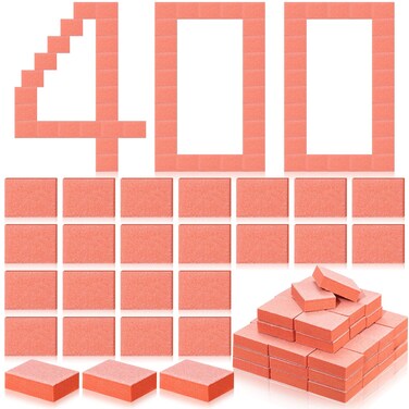 Chumia 400 Pcs Mini Nail Buffer Bulk Block 80/100 Grit 2 Sided Buffer Block File Professional Salon Quality Nail File Prior to Application of Polish Buffing(Orange)