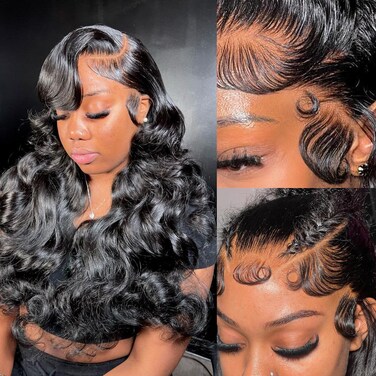 13x6 Body Wave Lace Front Wigs Human Hair Pre Plucked 180% Density Glueless 13x6 HD Transparent Frontal Wigs for Women Natural Color 20 Inch