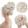 CJL HAIR Large Messy Bun Hair Piece Wavy Curly Scrunchies Synthetic Chignon Ponytail Hair Extensions Thick Updo Hairpieces for Women Platinum Blonde