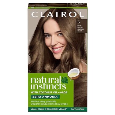 Clairol Natural Instincts Demi-Permanent Hair Dye, 6 Light Brown Hair Color, Pack of 1