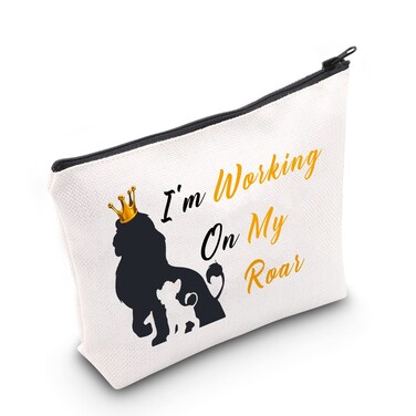 CMNIM Lion Cosmetic Make Up Bag I'm Working On My Roar Zipper Pouch for Lion Fans Gift Simb- Movie Inspired Merch (Lion Makeup Bag)