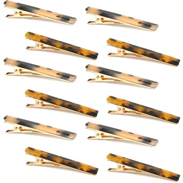 Cobahom 12Pcs Hair Clips Metal Duckbill Clips Leopard Print Hair Clips Teeth Hair Pins Chic Tortoise Shell Hair Barrettes for Women and Girls