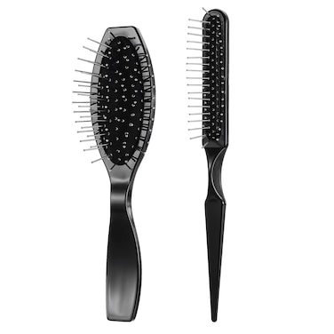 cobee 2 Pcs Wig Brush, Doll Hair Brush Stainless Steel Wire Bristle, Curl Defining Brush Wig Comb Wig Brushes for Synthetic Hair Human Hair Wig Supplies Accessories