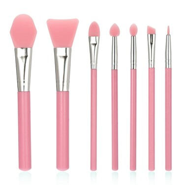 cobee 7 Pcs Silicone Brush Applicator Kit, Silicone Paint Brush Makeup Brush, Face Mask Applicator Jelly Brush Eye Cream Applicator Tool for Sleeping Mask, Mud Mask, Body Lotion And Body Butter(Pink)