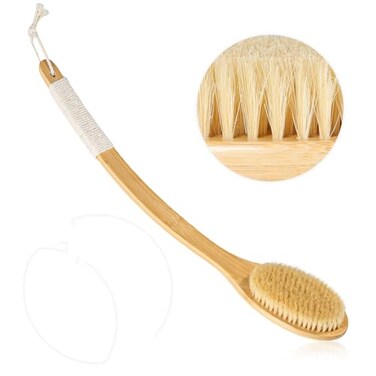 ​​​​Bath Body Brush Shower, 22" Super Long Handle Back Body Scrubber Wet/Dry Brushing for Exfoliating, Natural Boar Bristle Body Brush for Showering, Ideal Bath Brushes for Men Women The Old Gift