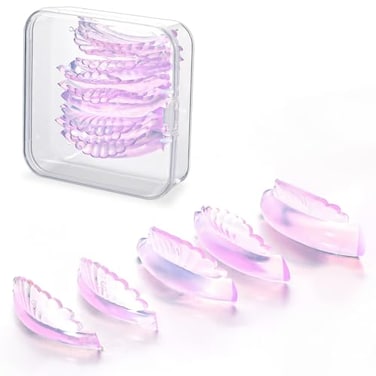 10 Pcs 5 Sizes Lash Lift Pads Self-Adhesive Super Soft Shell Pink Lash Perming Curler Shield Pads Reusable Professional Silicone Eyelash Curlers for All Eye Shapes Lash Lifting