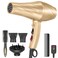 Ionic Hair Dryer,2400W Negative Ion Low Noise Hair Dryer Professional Fast Drying Hair Dryer with 2 Speeds, 3 Heat Settings, Cooling Button,with Diffuser for Curly and Straight Hair（Champagne Gold）