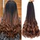COOKOO 9 Pack 15 Strands/PCS Pre Looped French Curly Box Braids Hair 14 Inch Ombre Brown Crochet Box Braid with Curls At The End Loose Curly Synthetic Braiding Hair Extensions for Black Women 1B/30#
