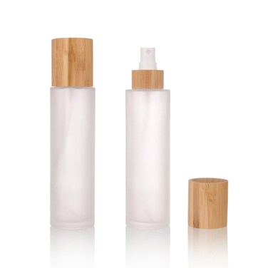 COSIDEA 12 pcs Empty 5oz /150ml bamboo lid Frost glass spray bottle with fine mist dispenser head for liquid perfume toiletries containers, toner bottles