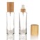 COSIDEA 4pcs Empty 3.33oz / 100ml bamboo lids clear glass bottle with lotion pump dispenser 20 neck, refillable emulsion cosmetic cream bottles, toiletries refill travel container