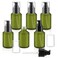 6 Pcs Frosted Green Glass Pump Bottle Empty Lotion Foundation Container Cosmetic Dispenser with Press Pump for Essence Lotion - 30ml/1oz
