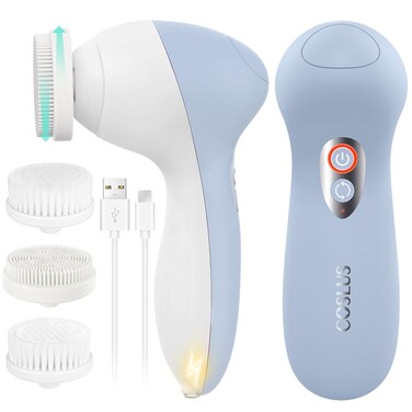 COSLUS Facial Cleansing Brush Face Scrubber: Rechargeable Electric Spin IPX7 Waterproof Cleanser Brush - 2 Rotational Directions 3 Speeds Adjustable for Men Women
