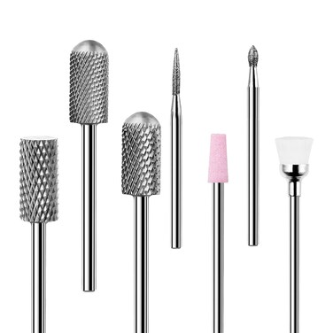 Nail Drill Bits Set 7pcs: 3/32 Inch Shank Electric Nail File Machine Bits for Acrylic Gel Dip Nails Nail Art Tools for Cuticle Remover Manicure Pedicure