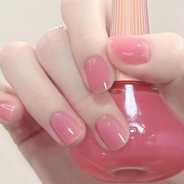 COSMOO Clear Pink Nail Polish, 12ml Nude Peach Pink Quick Dry Nail Lacquer for Nail Art Varnish, Long Lasting Sheer Pink Nail Polish, 0.41 fl oz