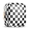 Small Makeup Bag for Purse, Mini Checkered Makeup Bags for Women, Little Cute Cosmetic Make Up Pouch with Zipper, Leather Travel Toiletry Organizer for Teen Girls (Black)